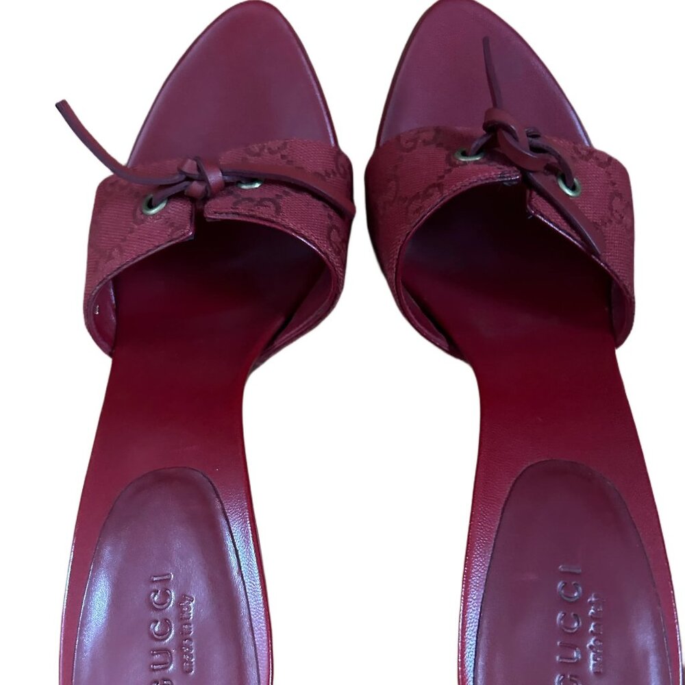 GUCCI RED STILETTO SANDALS SIZE 8 1/2 B - Picture 2 of 16